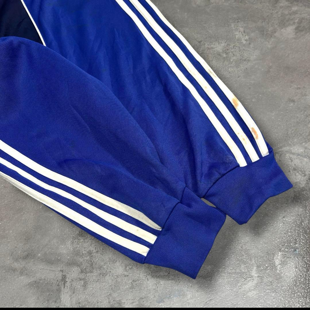 希少 90s アディダス トラックジャケット ドイツ 企業物 青 L ユーロ古着
