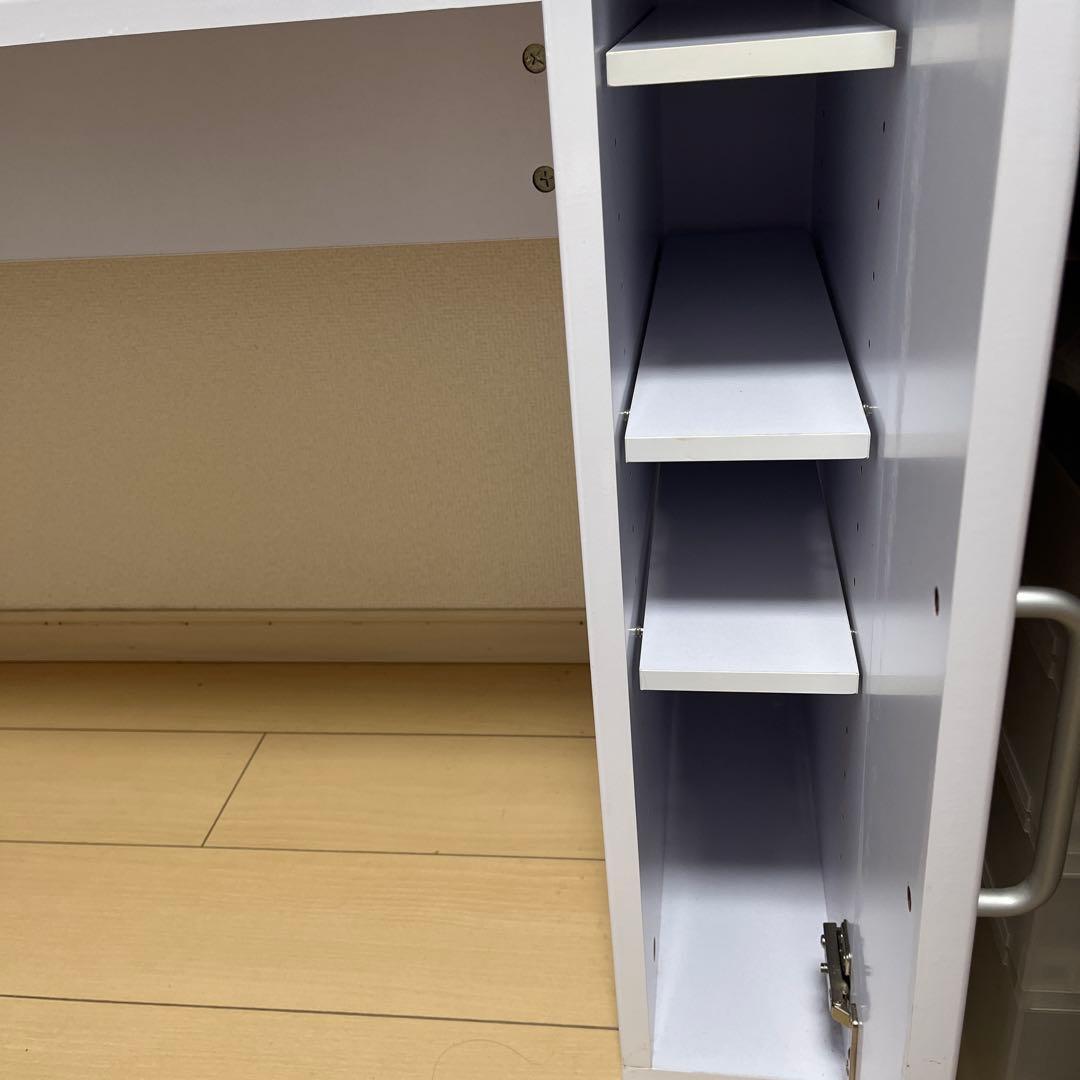 ネイルデスク 棚付き ガラス天板