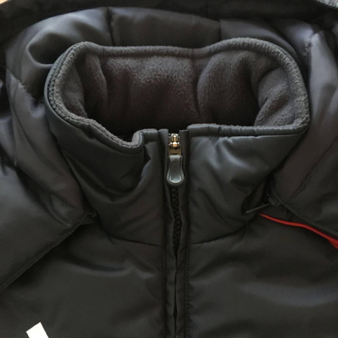 adidas リヴァプール パデッドジャケット 中綿ハーフ丈 襟袖フリース 防寒