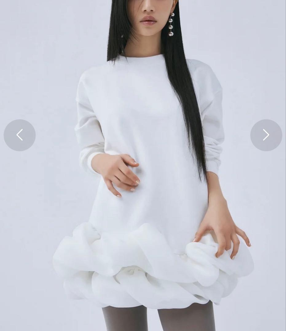 eimy istoire チュールヘムカットワンピース　ホワイト