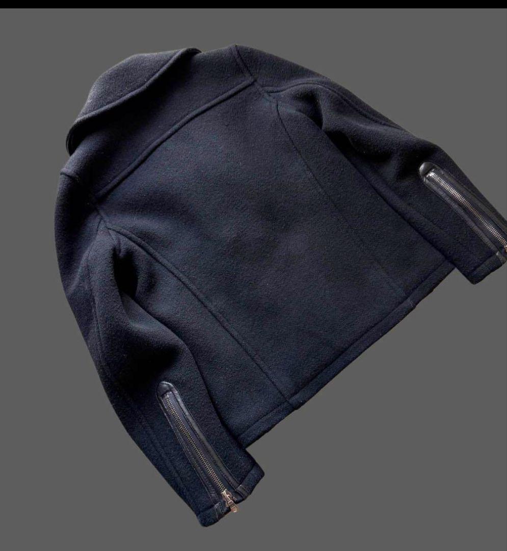 日本製 RawLife 牛革×ウール 丈短 Pコート RiRiジップ 上野商会