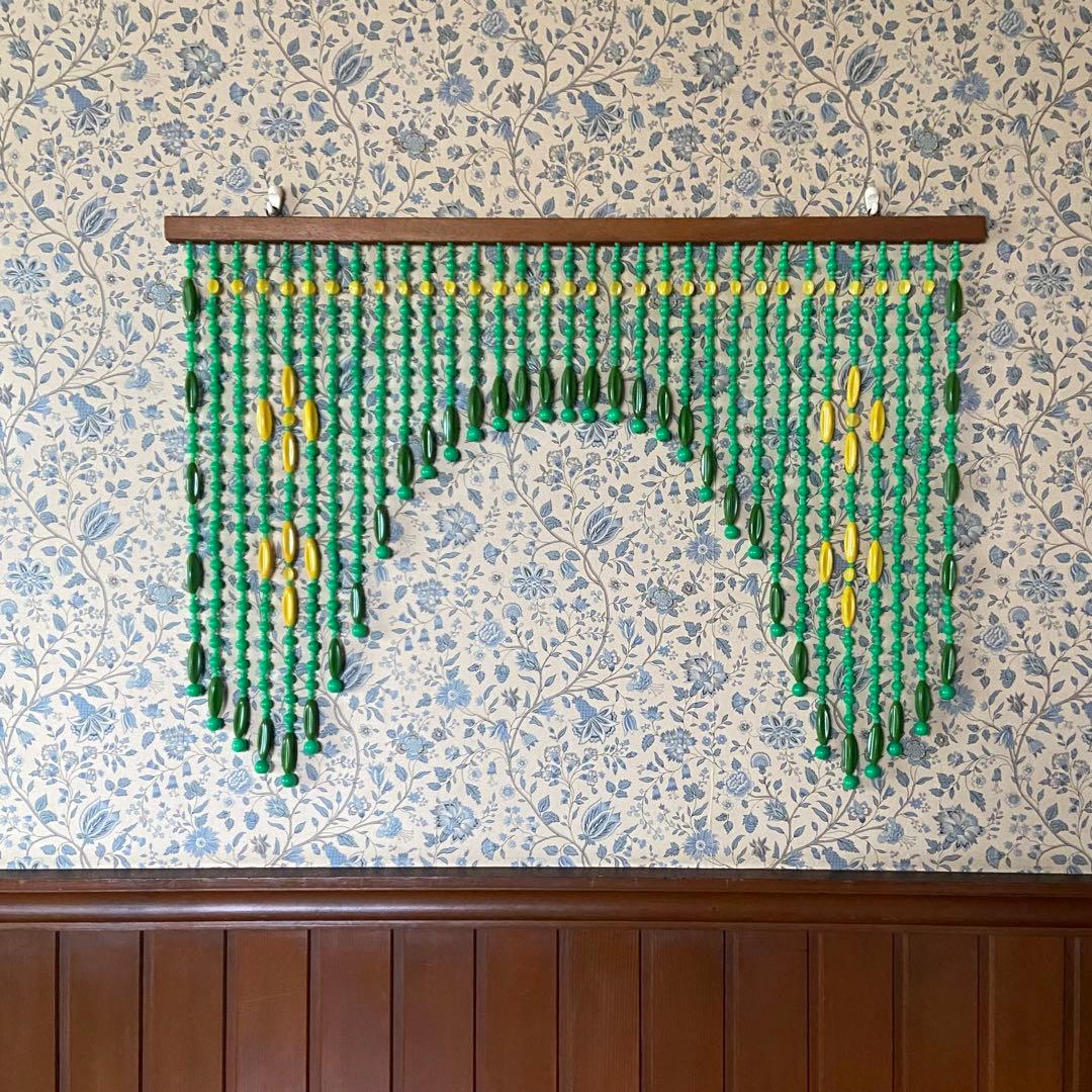 昭和レトロ ビーズのれん 美品 グリーン 当時物 レトロポップ - メルカリ