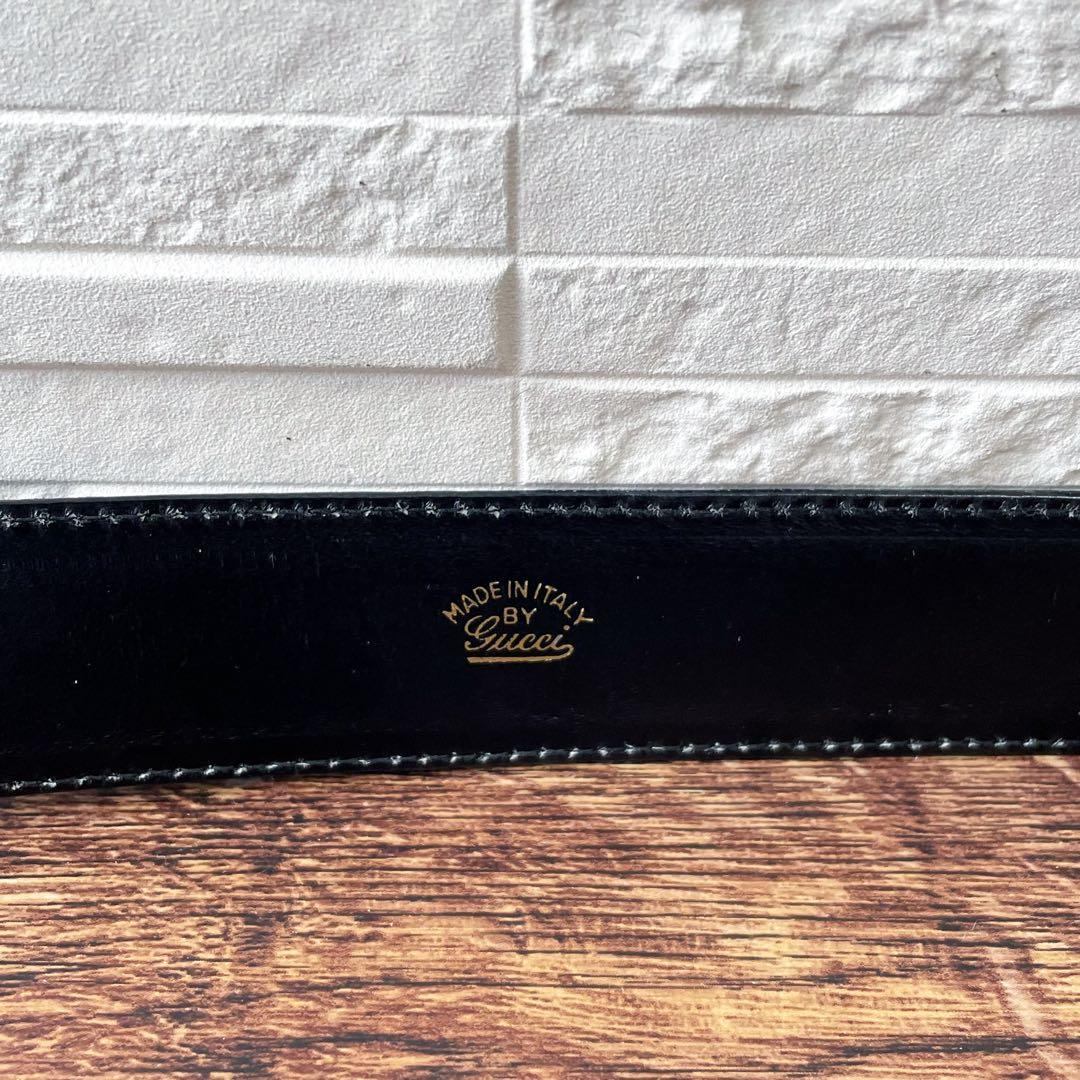 良品 グッチ レザー GG インターロッキング ゴールド金具 ベルト ブラック