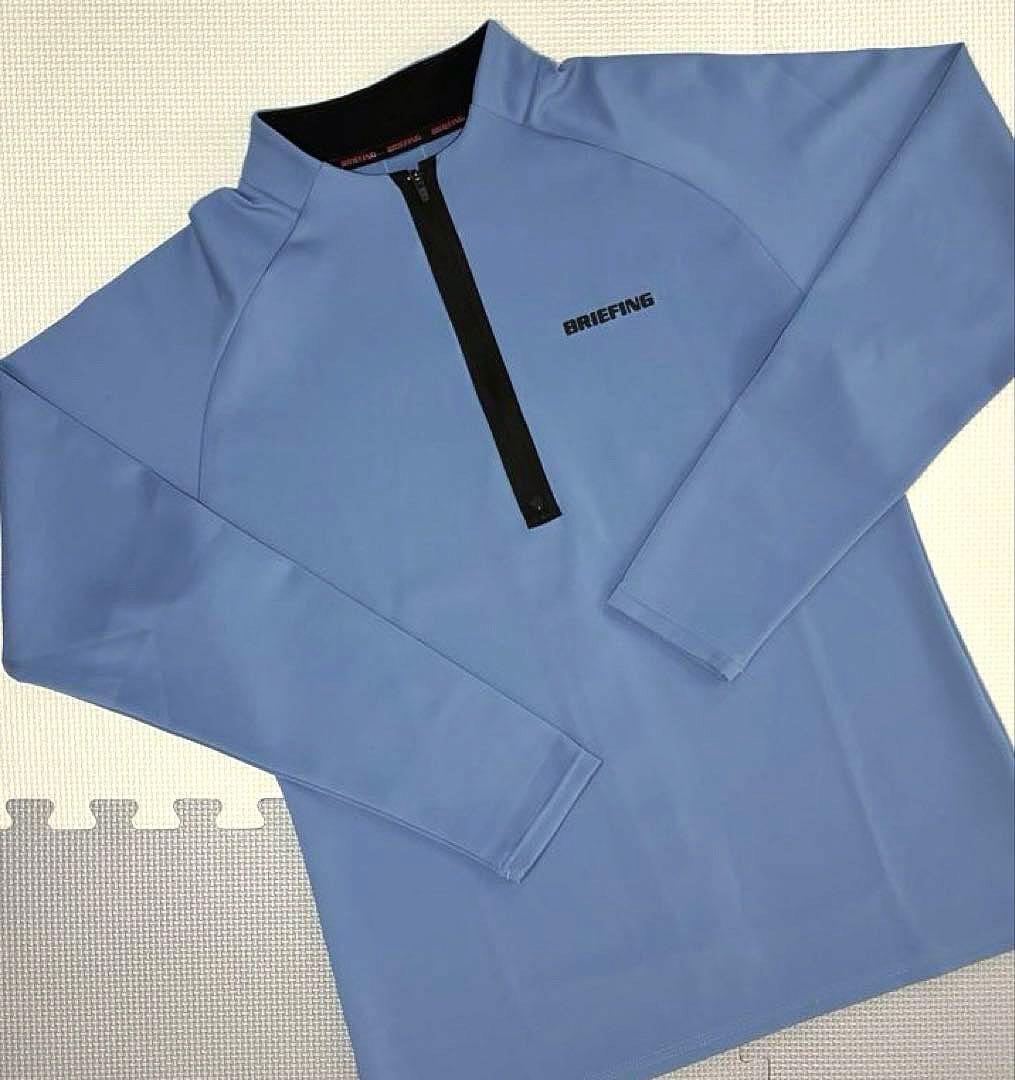 BRIEFING バック ロゴライン ハーフジップモックシャツ（BLUE／M）