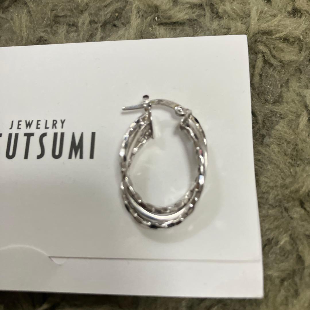 ジュエリーツツミ　k10 ホワイトゴールド　三連ピアス　左耳用