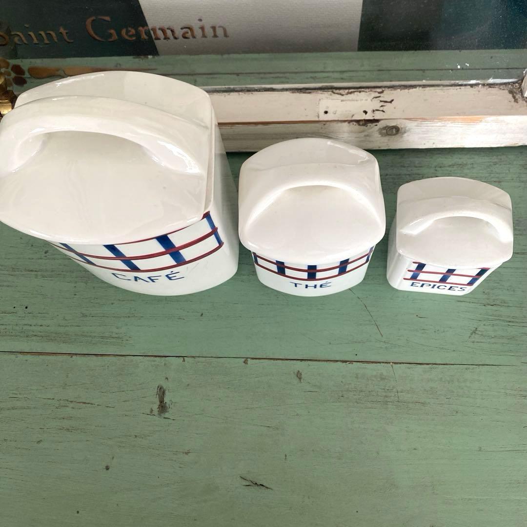 HBCM Béarn クレイユエモントロー バスク柄 陶器キャニスター【C】