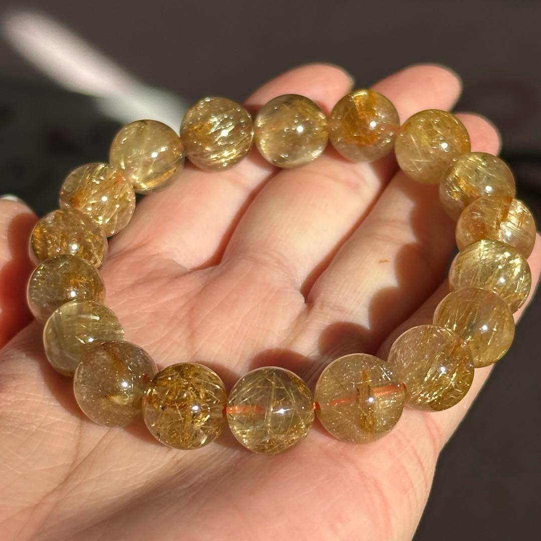 【超破格】期間限定 最高品質 タイチン ルチルクォーツ 11.5-12mm 金運