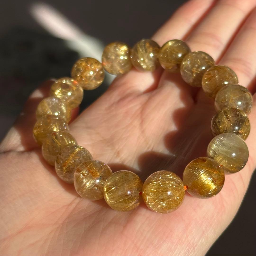 【超破格】期間限定 最高品質 タイチン ルチルクォーツ 11.5-12mm 金運