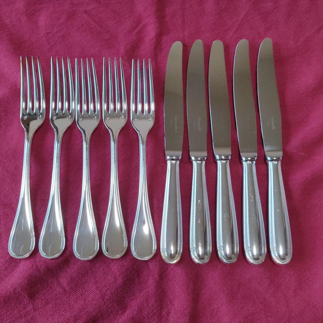 クリストフル パールシリーズ テーブルナイフ＆テーブルフォーク 5セット