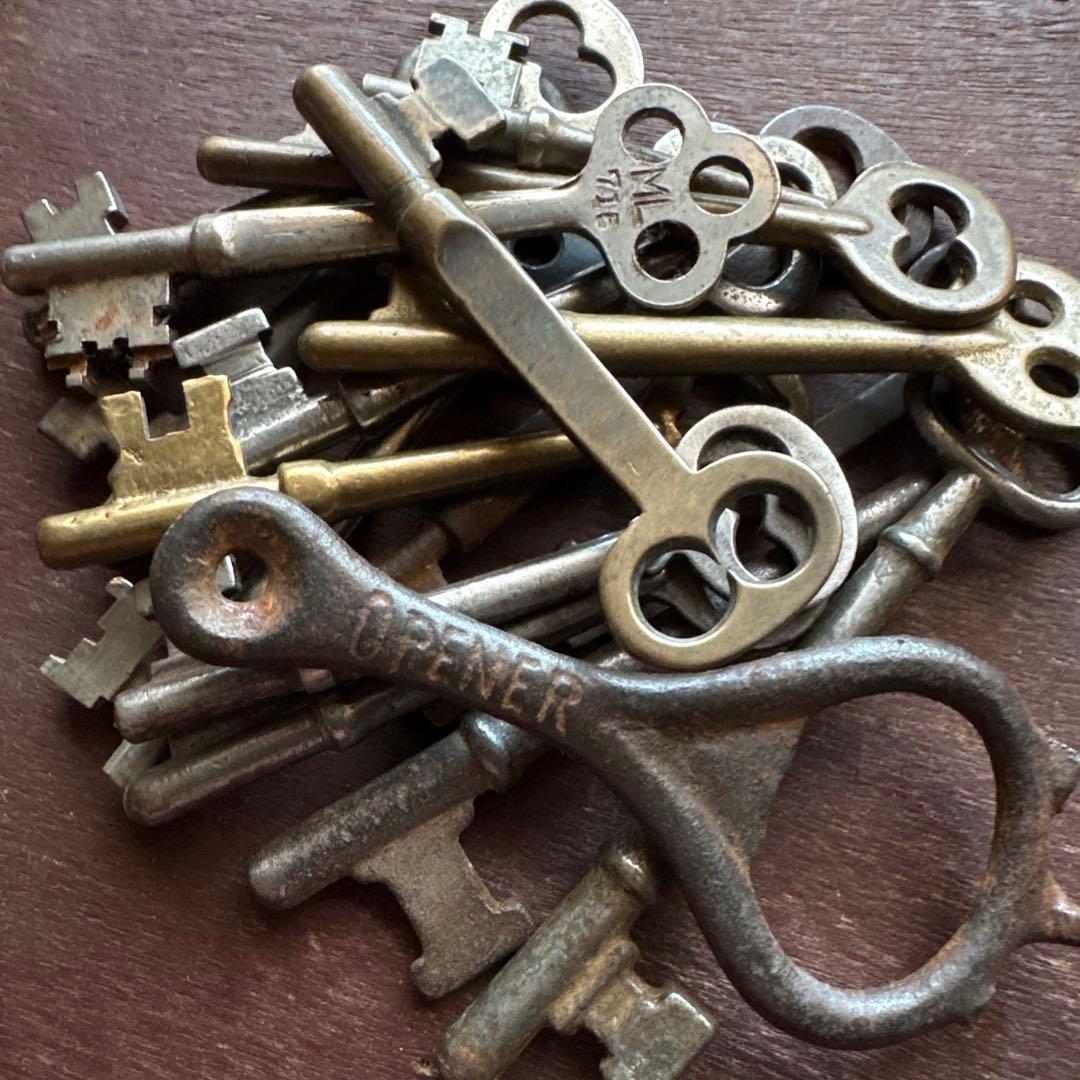 スケルトンキー／ランドリーピン／アンティーク／USA