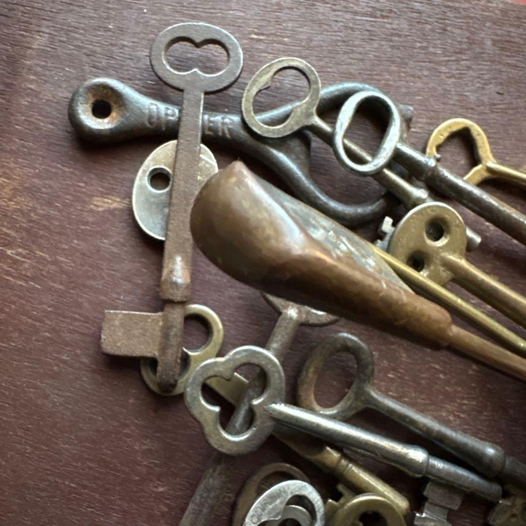 スケルトンキー／ランドリーピン／アンティーク／USA