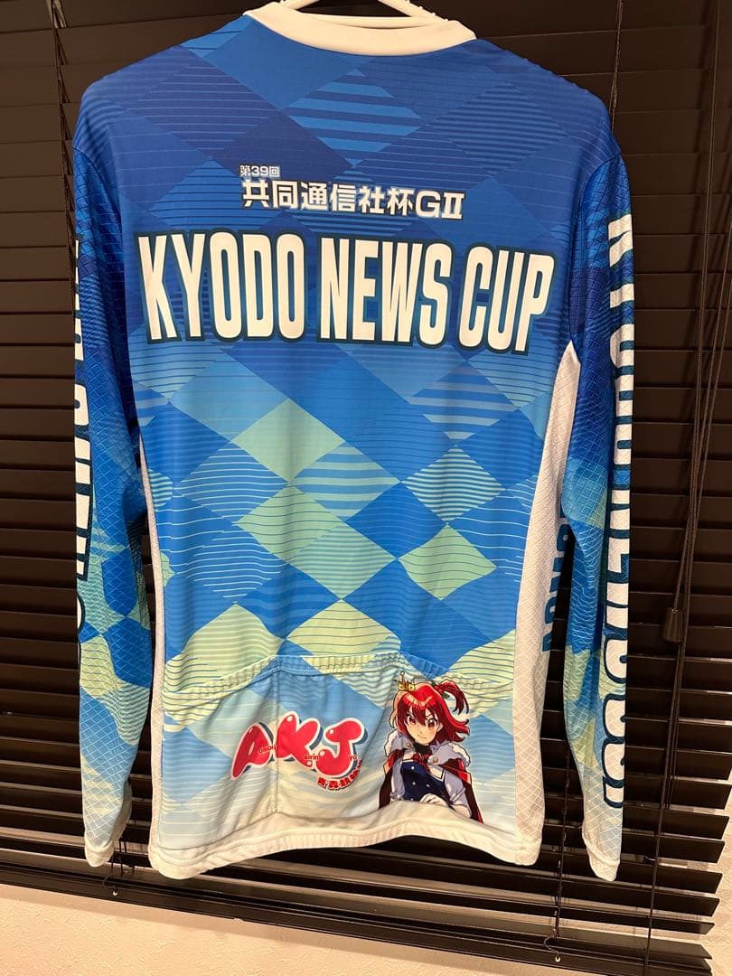 青森記念　競輪　サイクルジャージ　トップス　青　長袖　xl