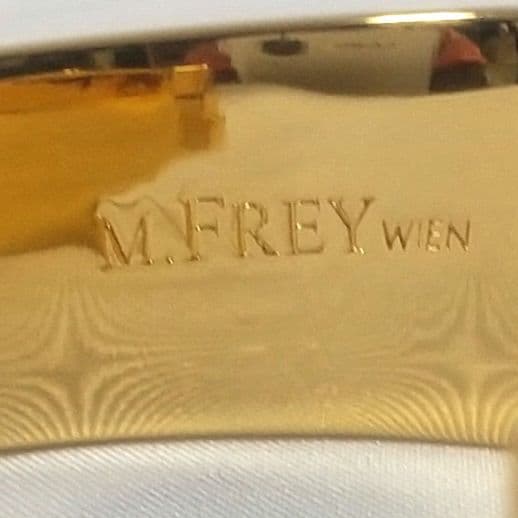 ミカエラフレイ ブルー青系 バングル ゴールドエナメル