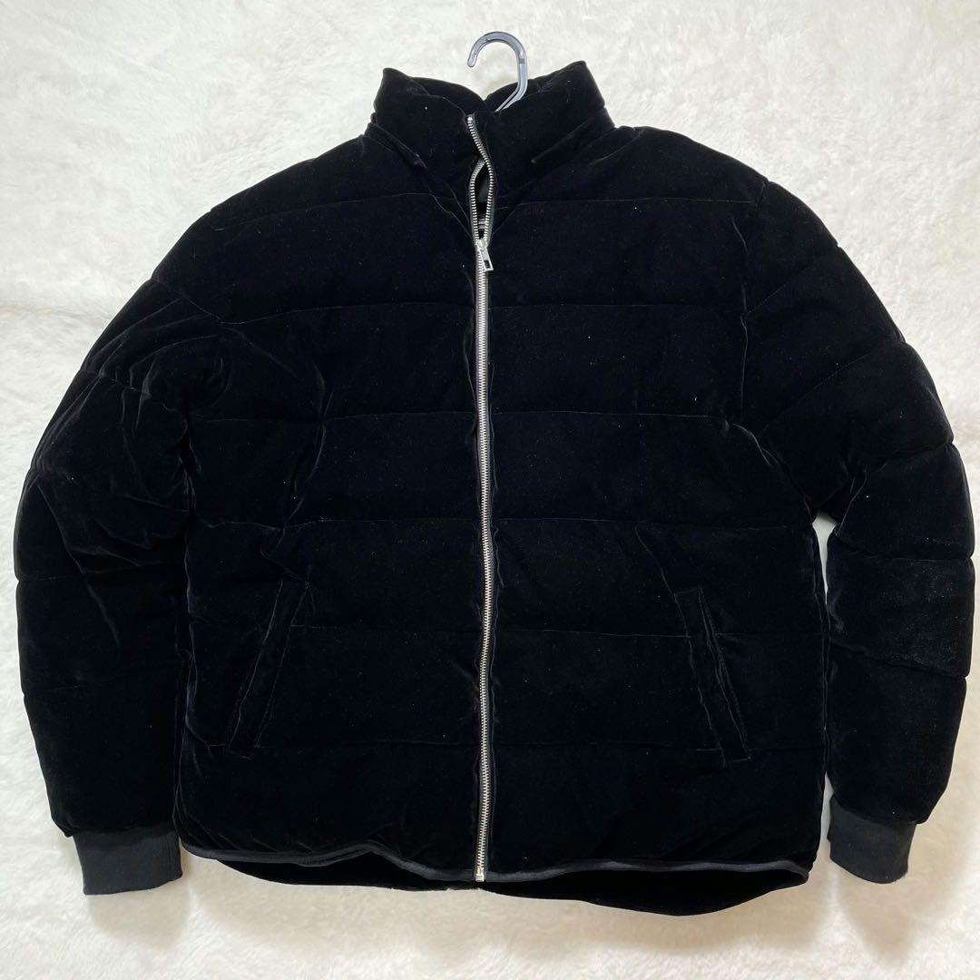 ✨美品XL✨ ザラ ZARA ベロアダウンジャケット 肉厚 ベルベット 黒