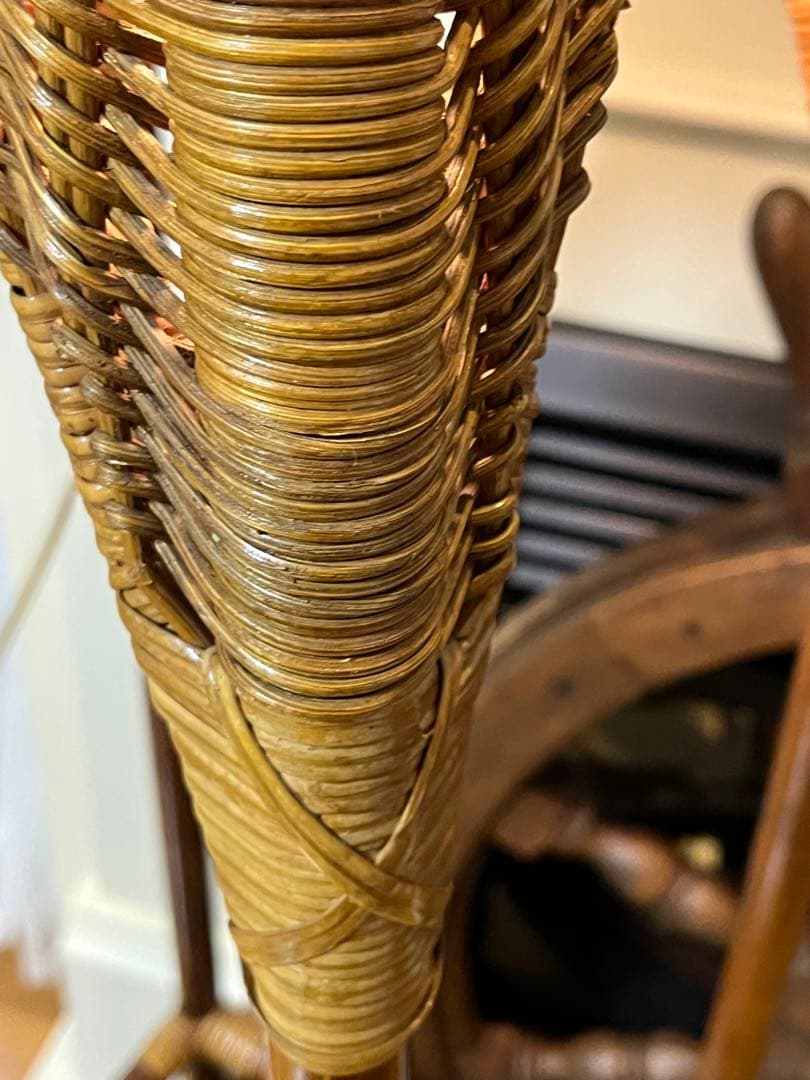 ラタン 昭和レトロ 花台 ライト 籐