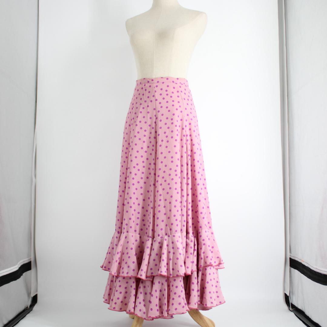 フラメンコ衣装】ピンク×水玉柄 Luisa ルイサ ファルダ スカート 紫