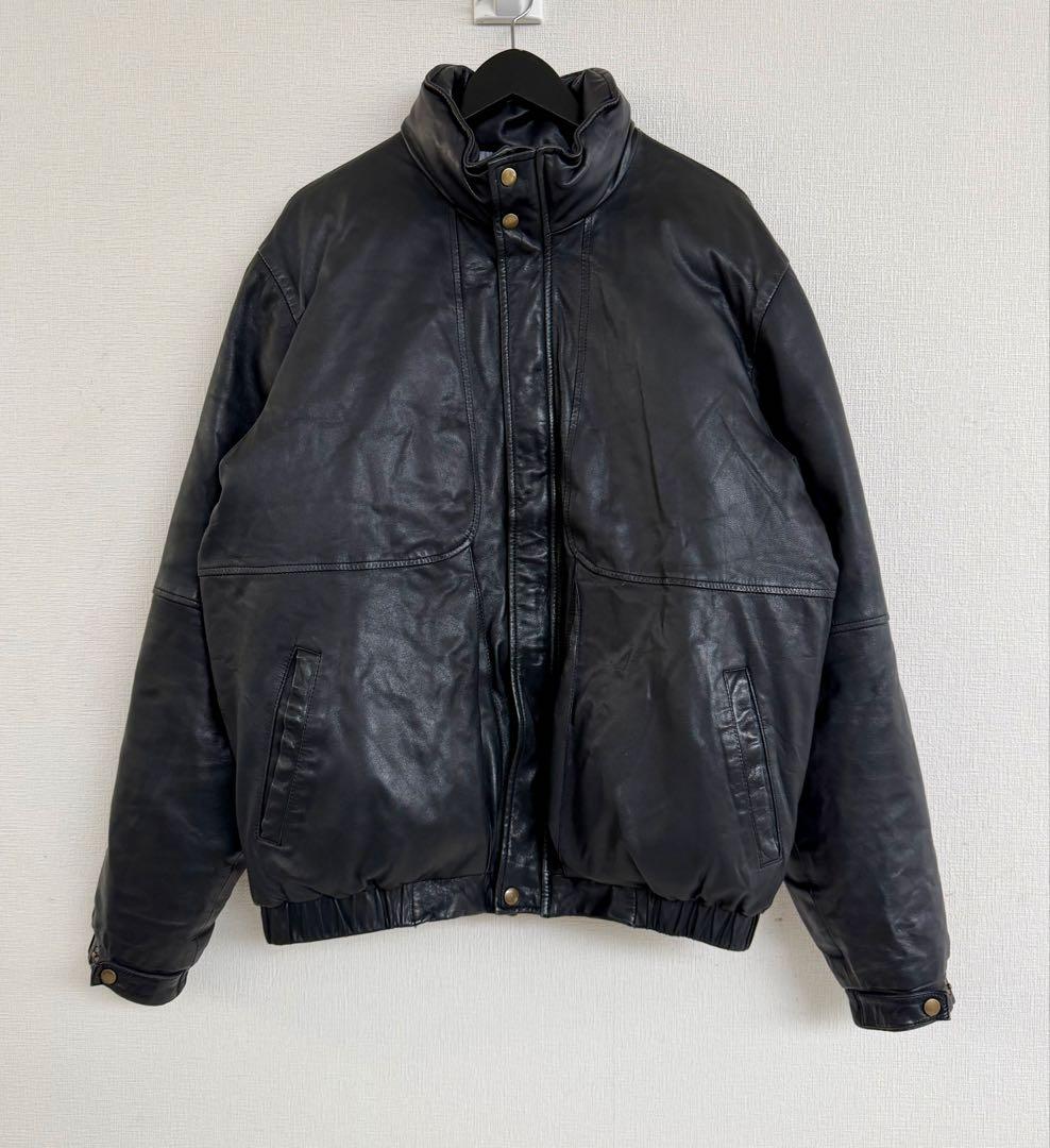 超超スペシャル 80s エディーバウアー レザー ダウンジャケット L