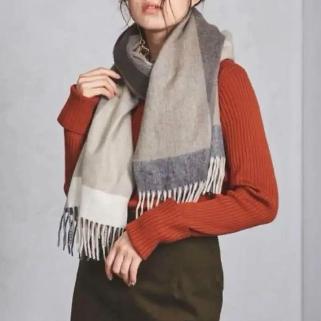 BEGG&CO ユナイテッドアローズ カシミア混 チェック 大判 ストール 茶系