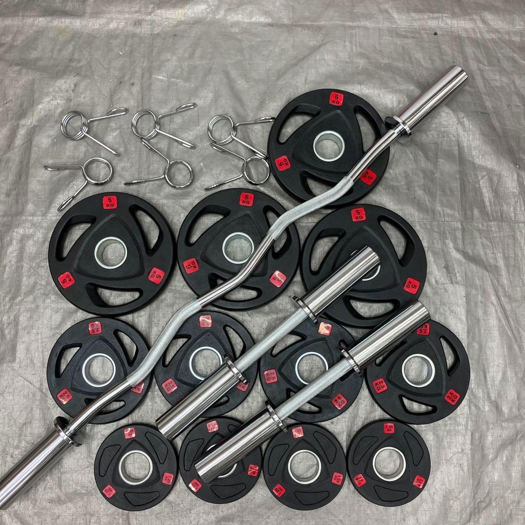 ■送料無料■プレート35kg バーベル ダンベル EZバー Wシャフト