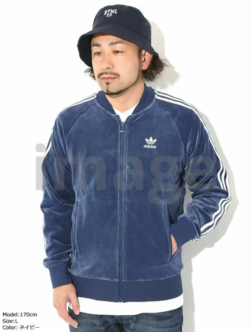 ★3634-1 adidas トラックトップ ベロア ATPモデル ネイビー L