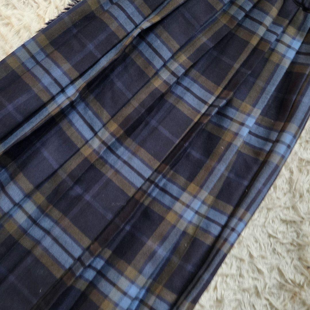 美品　オニールオブダブリン　ラップスカート　ロング チェック　プリーツ　レザー