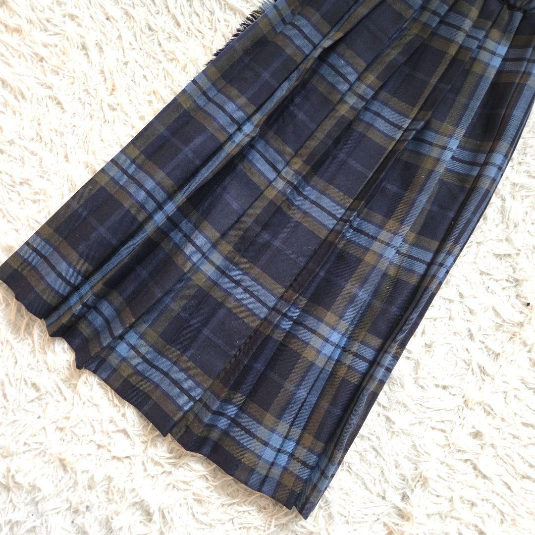美品　オニールオブダブリン　ラップスカート　ロング チェック　プリーツ　レザー