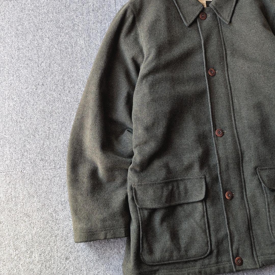 90s L.L.Bean ウール ハーフコート ジャケット オリーブ 古着 XL