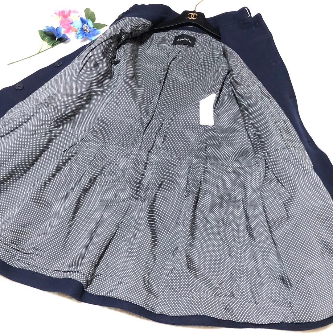 未使用級 マックス&コー チェスターコート フリル ドット ダーク