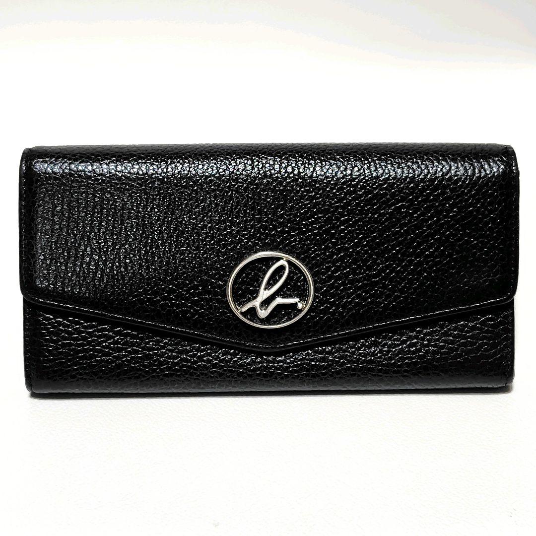 極美品✨　アニエスベー　長財布　黒　シボ革　金具ロゴ　大人気