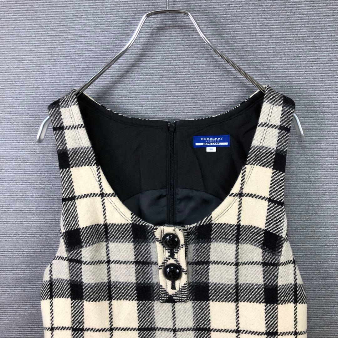 BURBERRY チェック ウール ジャンパースカート 38 ベージュ