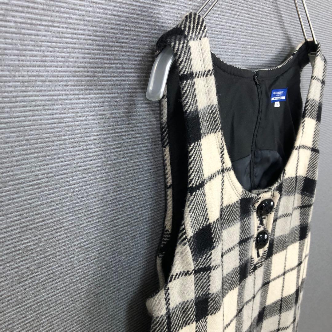 BURBERRY チェック ウール ジャンパースカート 38 ベージュ