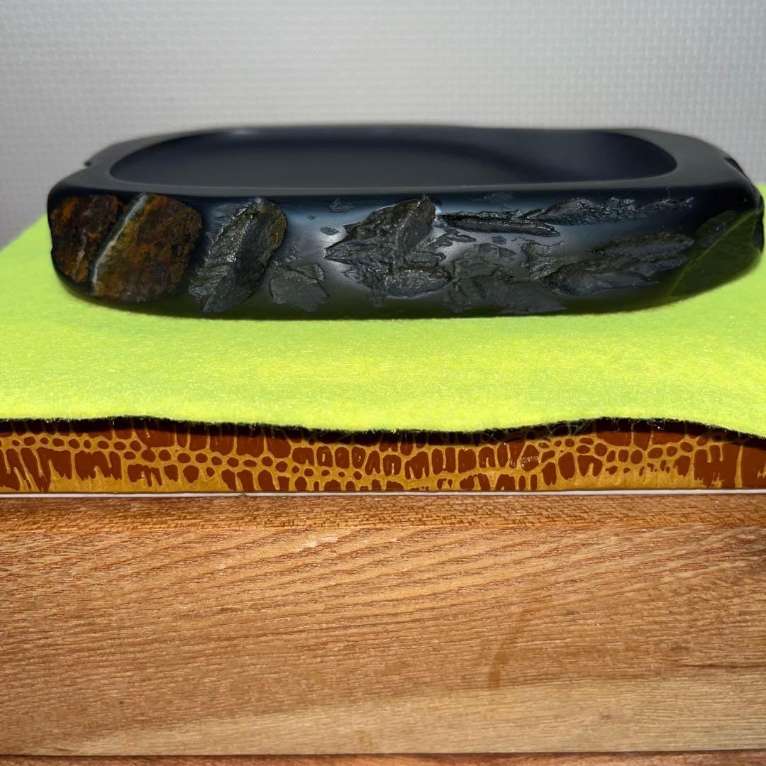 ⭕️信州銘石　横川峡龍渓硯　三代目　秀石　深澤秀教　自然硯　新品美品　女性好み作品