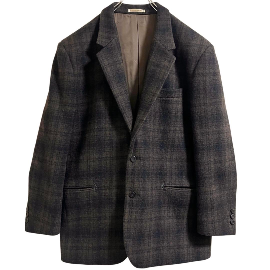 PAPASパパス ウール オンブレチェック テーラードジャケット 古着