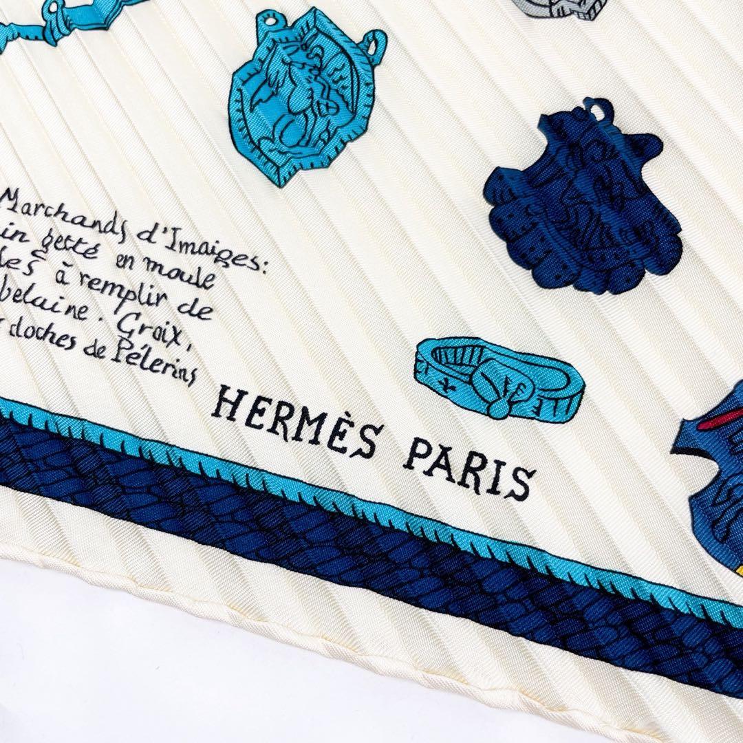 鑑定済・極美品・希少 エルメス スカーフ プリーツカレ90 モンサンミッシェル