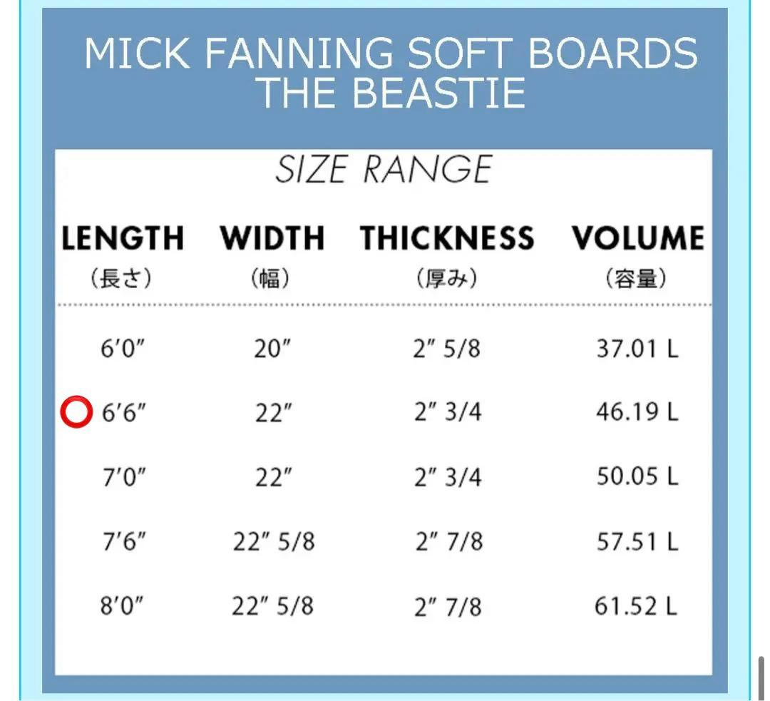 ミックファニング BEASTIE 6'6 MF ファンボード
