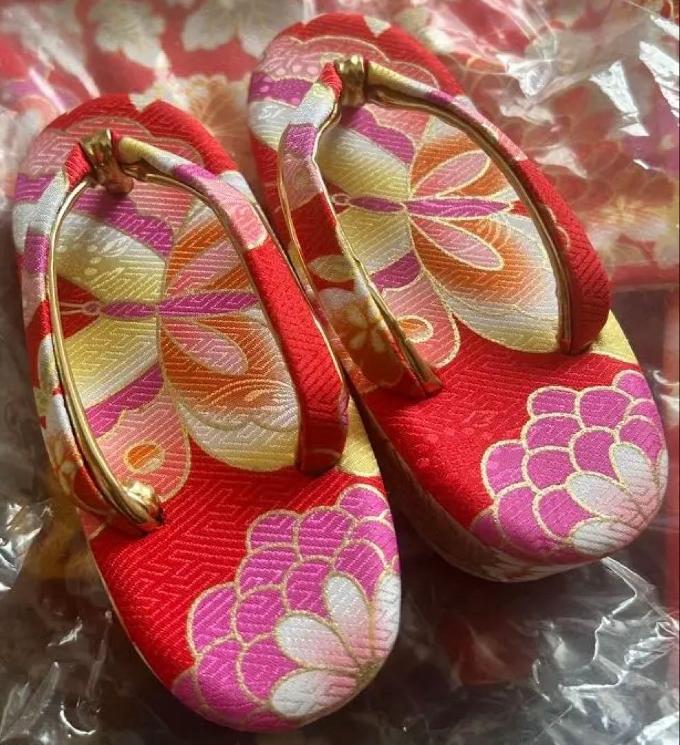 七五三 3歳用 着物フルセット 赤 ピンク 花柄