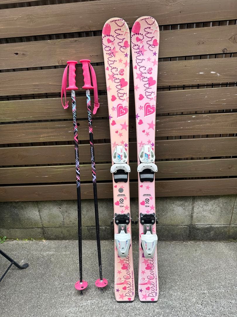 ピンクのハートデザインスキーセット 110