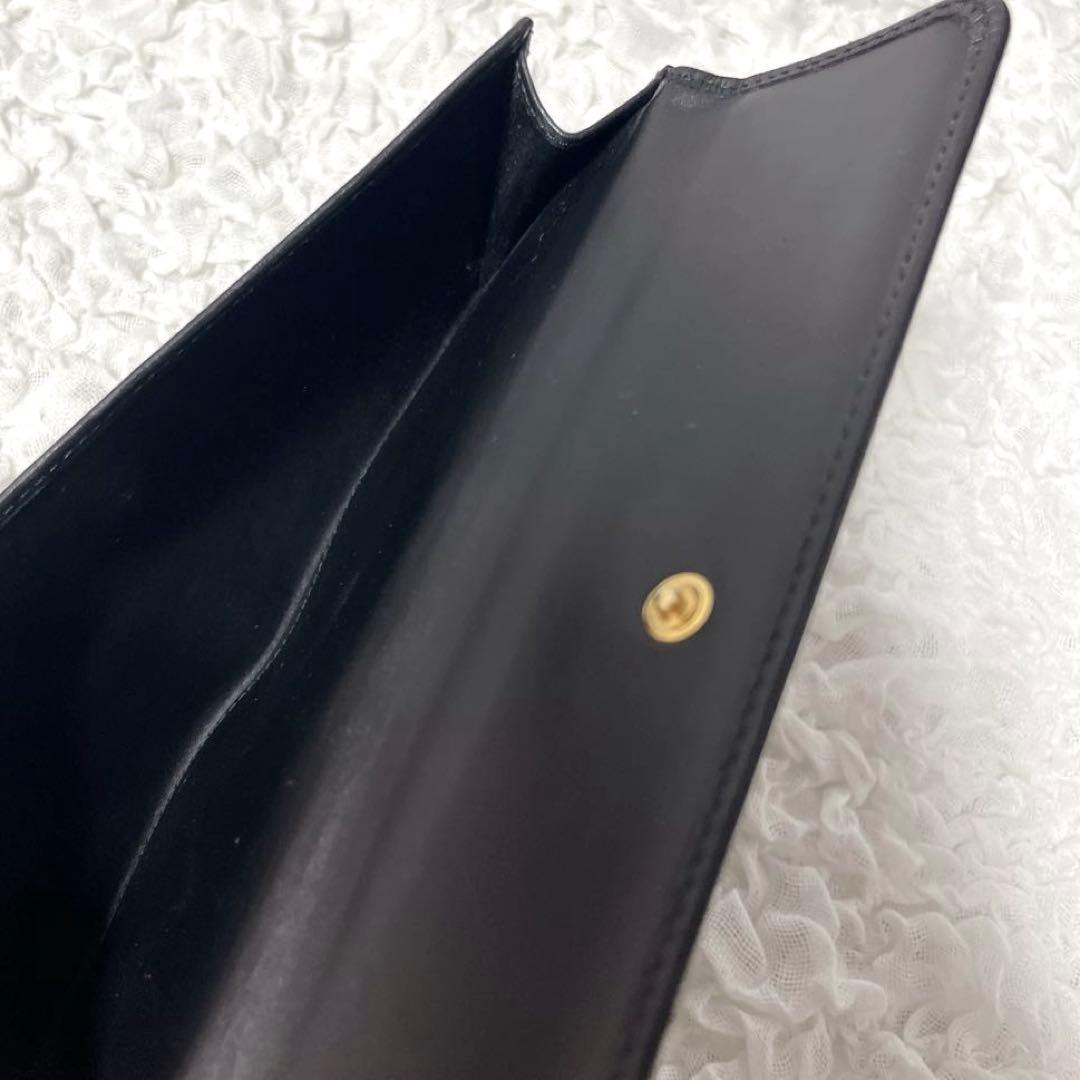 PRADA ブラック 長財布 エピレザー　フラップ　レザー　二つ折り　ゴールド
