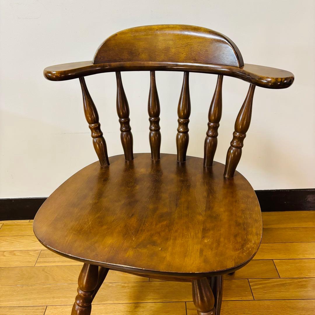 希少品　飛騨家具　ウィンザーチェア　回転チェア　昭和レトロ　ヴィンテージ　送料込