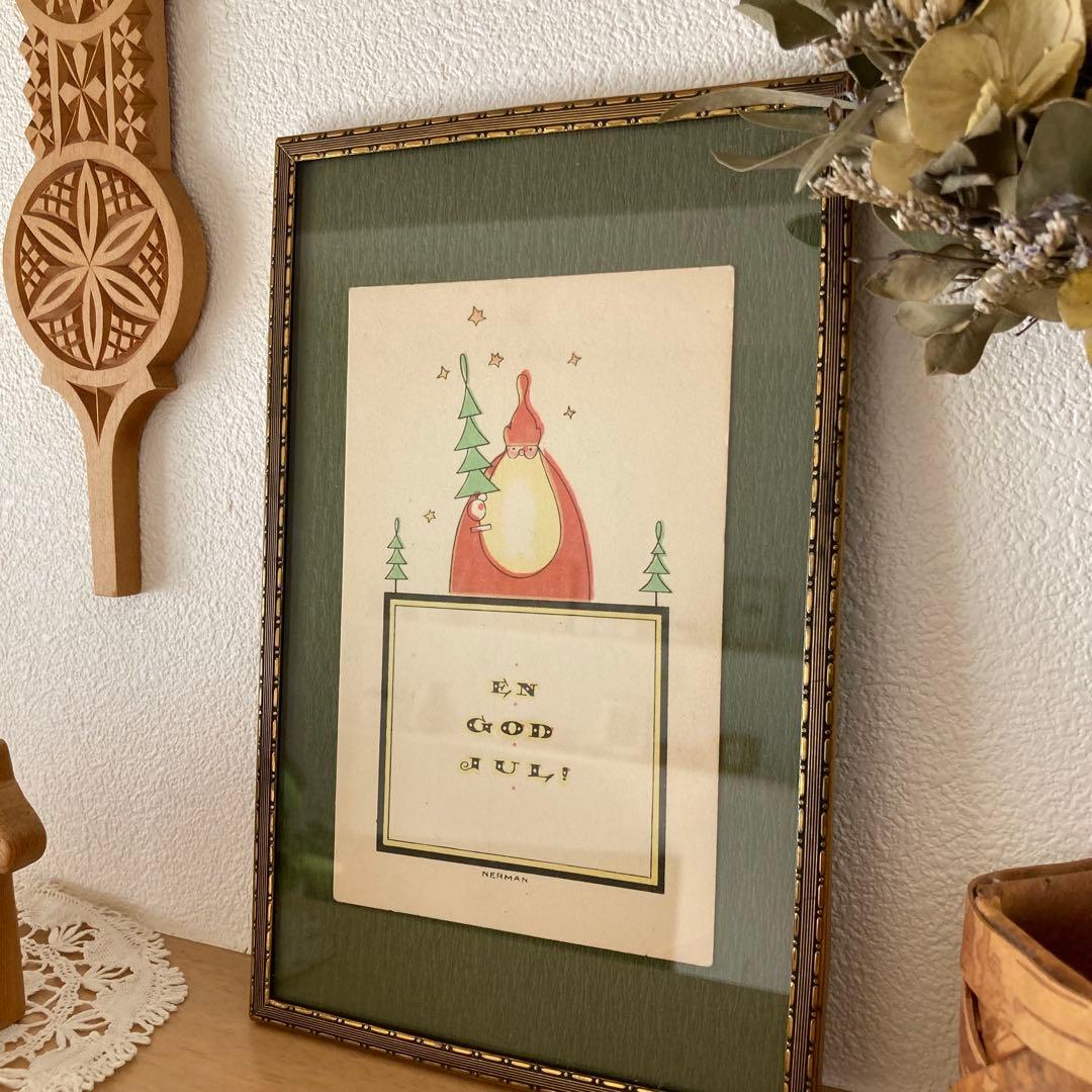 アンティークフレームC☆1920年代超希少なエイナルネイマンのサンタ