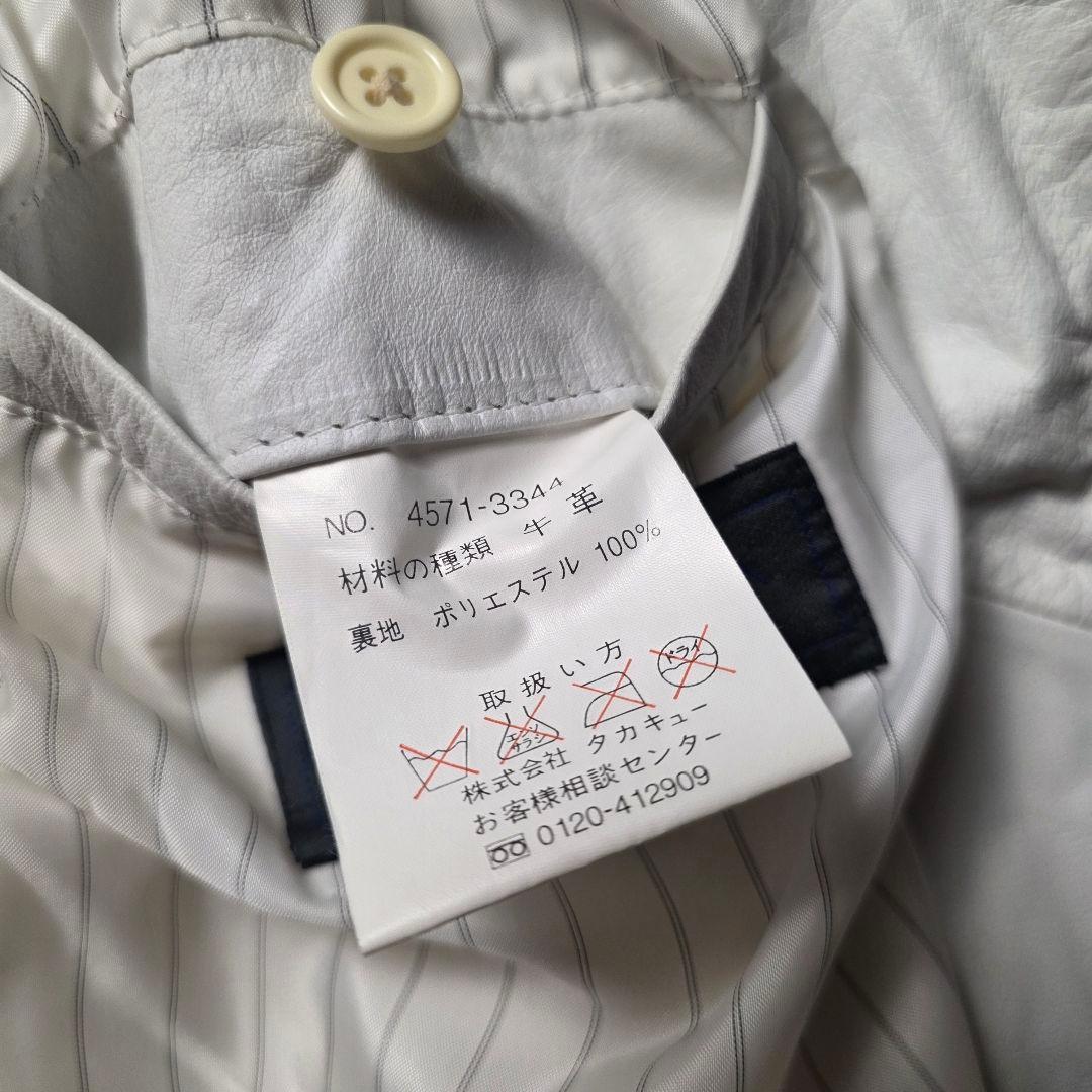 激レアTAKAQシングルライダースレザージャケット牛革短丈ユニセックスホワイトМ