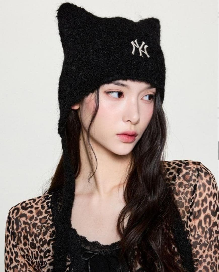 ☆ラス1☆ MLB korea aespa カリナ 着用 ビーニー 猫耳 紐付き - メルカリ