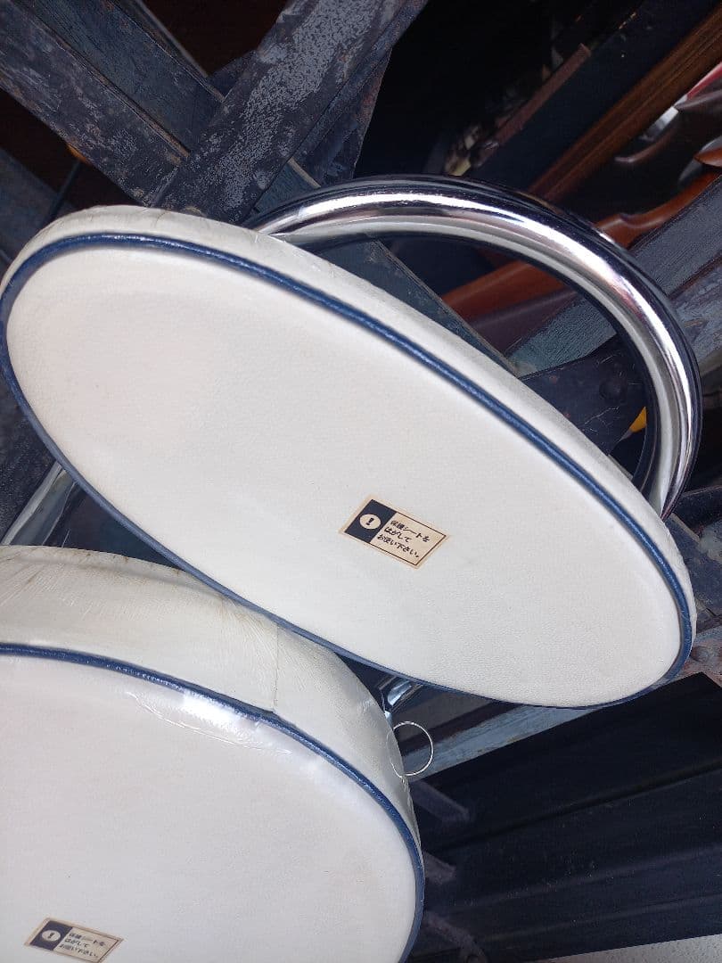 1980's　スペースエイジ　白×青　アメリカン　フォールディング　チェア　２脚