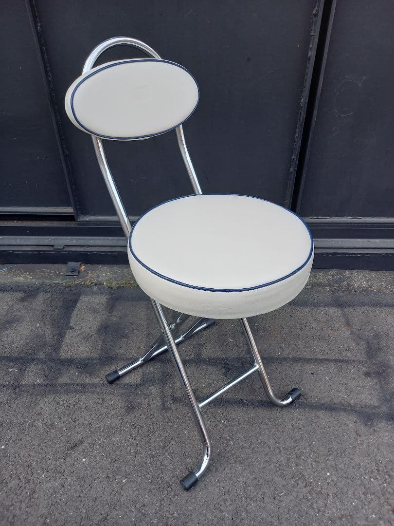 1980's　スペースエイジ　白×青　アメリカン　フォールディング　チェア　２脚