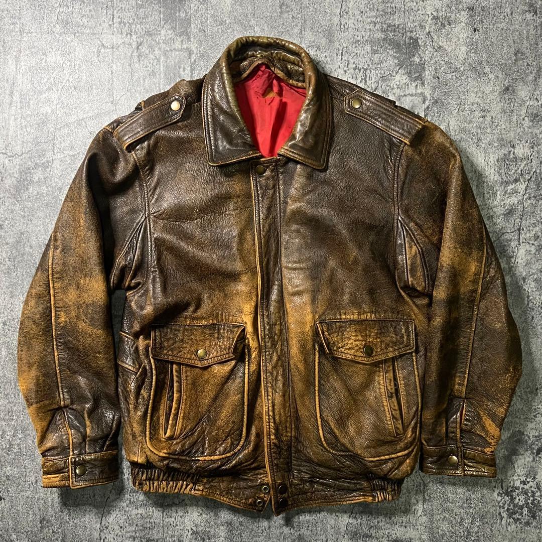 vintage】 希少 80s レザージャケット 本革 年代物 ライダース - メルカリ