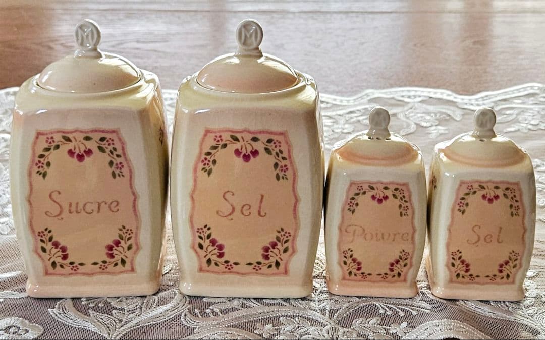 廃盤品 レア マニー アンティークチェリー キャニスター ソルト&ペーパー 新品