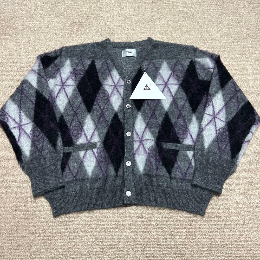 the モンゴリアンチョップスtmc アーガイルモヘアカーディガン