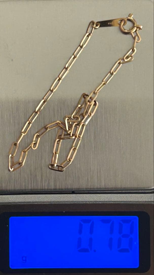 新品☆K18YG☆ペーパークリップブレスレット19cm