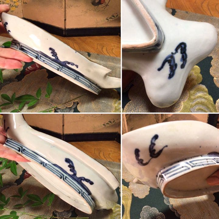 A 378 古伊万里 元禄 染付 金彩 鯛皿 変形魚型皿 1客 - メルカリ