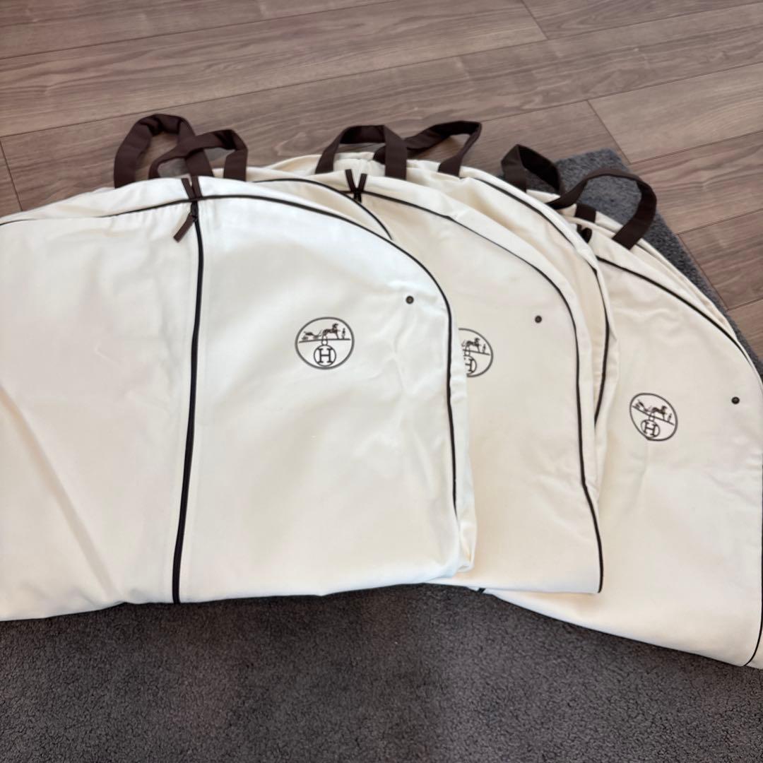 エルメス HERMESガーメントケースバッグ 3点セット ベージュホワイト